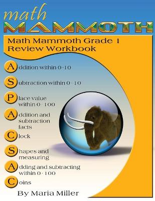 Book cover for Math Mammoth Grade 1 Review Workbook