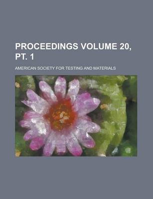 Book cover for Proceedings Volume 20, PT. 1