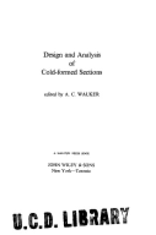 Cover of Walker: Design & Analysis of Cold-Forme