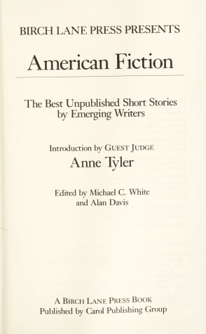 Book cover for American Fiction V1 Tyler Anne
