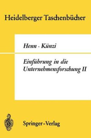 Cover of Einführung in die Unternehmensforschung II