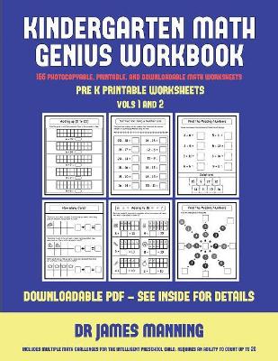 Book cover for Pre K Printable Worksheets (Kindergarten Math Genius)