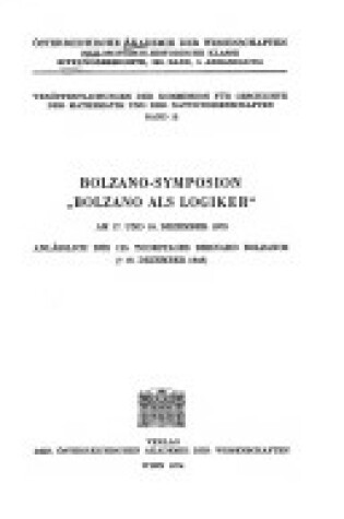 Cover of Bolzano-Symposion - Bolzano ALS Logiker