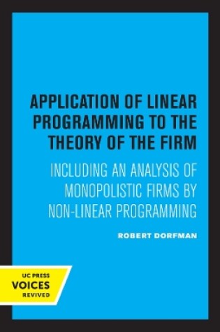 Cover of Application of Linear Programming to the Theory of the Firm