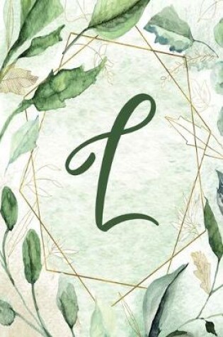 Cover of Notebook 6"x9" - Letter L - Green Gold Floral Design