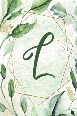 Book cover for Notebook 6"x9" - Letter L - Green Gold Floral Design