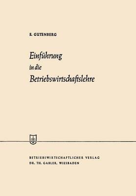 Book cover for Einführung in die Betriebswirtschaftslehre