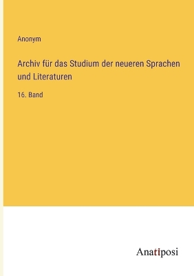 Book cover for Archiv für das Studium der neueren Sprachen und Literaturen