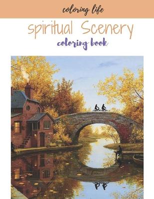 Book cover for coloring life, spiritual scenery coloring book