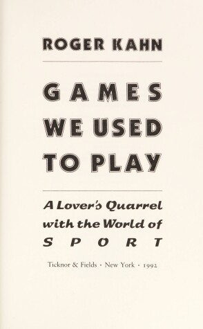 Book cover for Games We Used to Play