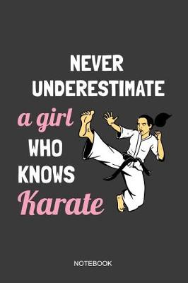 Book cover for Never Underestimate A Girl Who Knows Karate Notebook