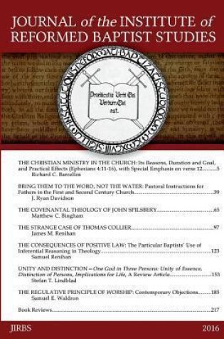 Cover of Journal of the Institute of Reformed Baptist Studies 2016