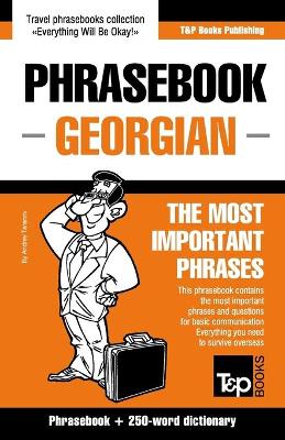 Book cover for English-Georgian phrasebook and 250-word mini dictionary