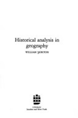 Cover of Historical Analysis in Geography