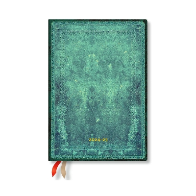 Book cover for Pacific Blue Bold (Old Leather Collection) Midi 18-month Horizontal Hardback Dayplanner 2025 (Elastic Band Closure)