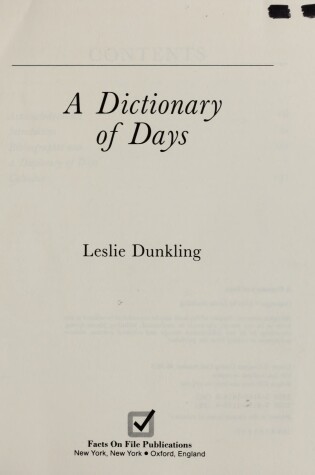 Cover of Days, Dictionary of