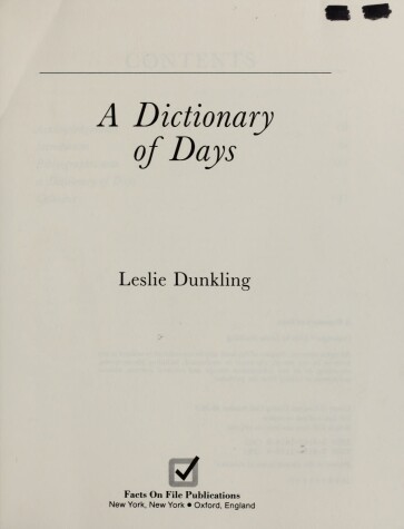 Book cover for Days, Dictionary of