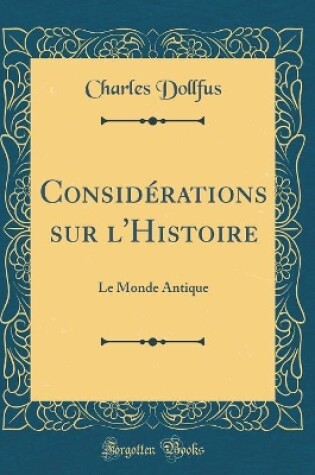 Cover of Considerations Sur l'Histoire