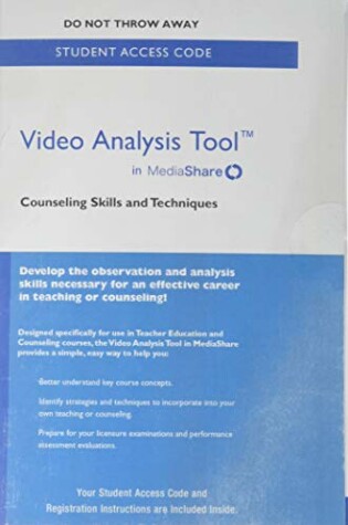 Cover of Video Analysis Tool for Counseling Skills in MediaShare -- Standalone Access Card