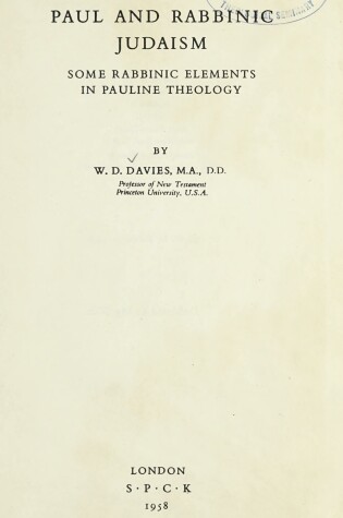 Cover of Paul and Rabbinic Judaism