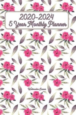 Book cover for 2020-2024 Watercolor Leaves 5 Year Monthly Planner 6x9