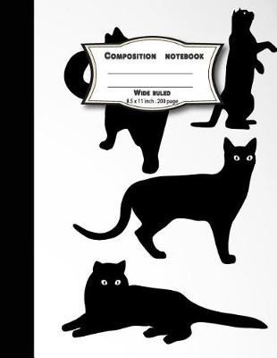 Book cover for Composition notebook wide ruled 200 pages, 8.5 x 11 inch, Black cat