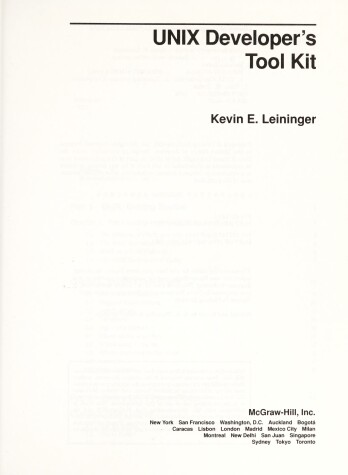 Book cover for Unix Developer's Tool Kit