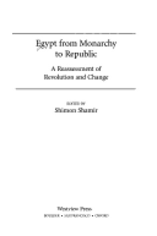 Cover of Egypt From Monarchy To Republic