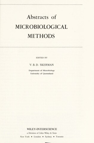 Cover of Abstracts of Microbiological Methods