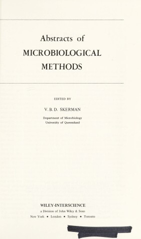 Book cover for Abstracts of Microbiological Methods