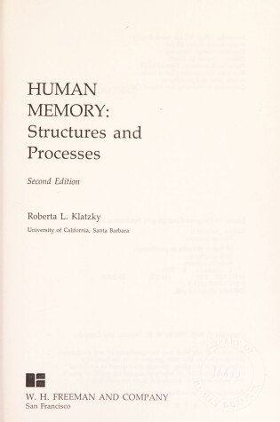 Cover of Human Memory