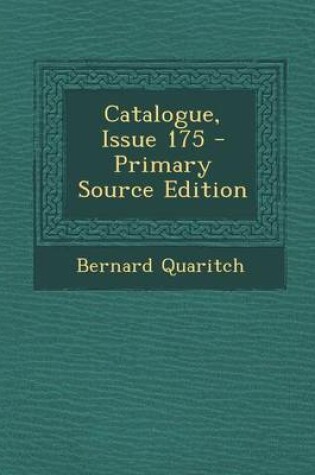 Cover of Catalogue, Issue 175 - Primary Source Edition