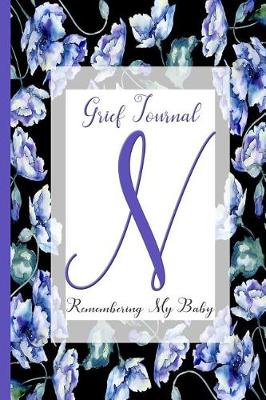Book cover for Blue Watercolor Flowers, Monogram Letter N