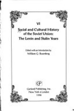 Cover of Social and Cultural History of the Soviet Union