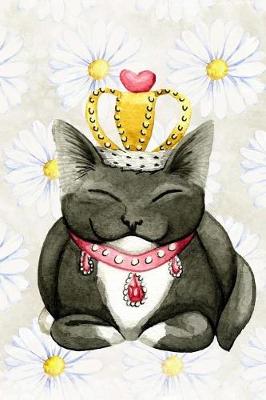 Book cover for Sweet Black and White Kitty Cat Wearing a Crown and Jewels WatercolorJournal