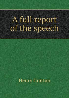 Book cover for A full report of the speech