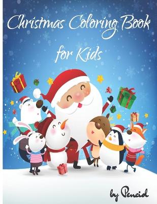 Book cover for Christmas coloring book for kids