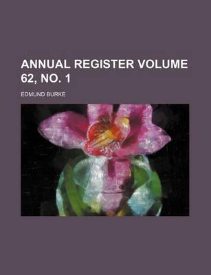 Book cover for Annual Register Volume 62, No. 1