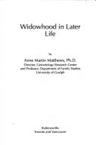 Cover of Widowhood in Later Life