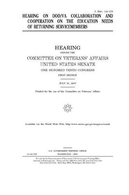 Book cover for Hearing on DOD/VA collaboration and cooperation on the education needs of returning servicemembers