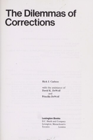 Cover of Dilemmas of Corrections