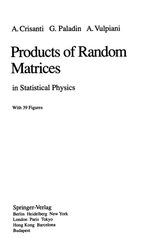 Book cover for Products of Random Matrices