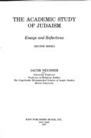 Cover of The Academic Study of Judaism