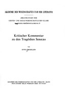 Book cover for Kritischer Kommentar Zu Den Tragoedien Senecas