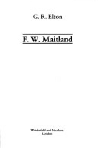 Cover of F.W.Maitland