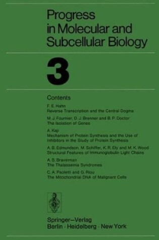 Cover of Progress in Molecular and Subcellular Biology 3