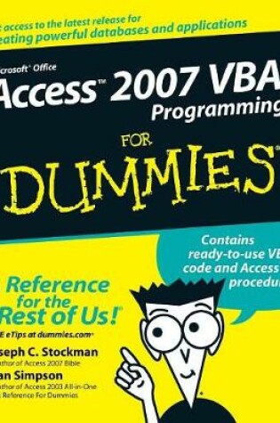 Cover of Access 2007 VBA Programming For Dummies