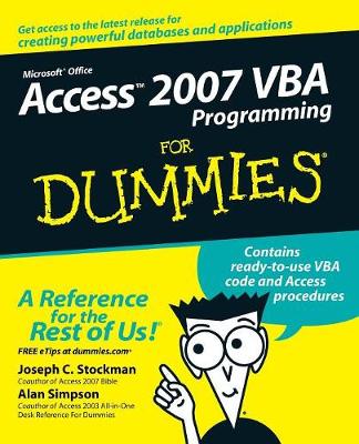 Book cover for Access 2007 VBA Programming For Dummies