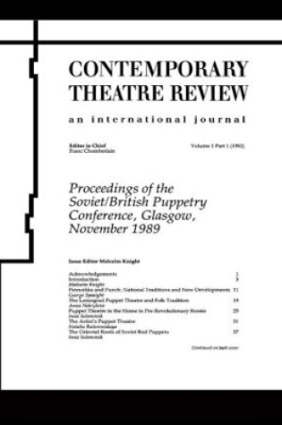 Cover of Proceedings of the Soviet/British Puppetry Conference