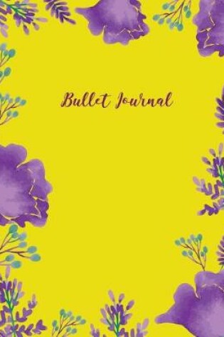 Cover of Bullet journal 150 Pages Watercolor Dotted grid paper, 8x10" Large notebook with cover Yellow purple vintage flower